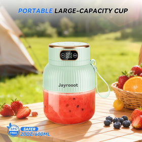 Jayrooot USB-C rechargeable blender for convenient power anywhere.