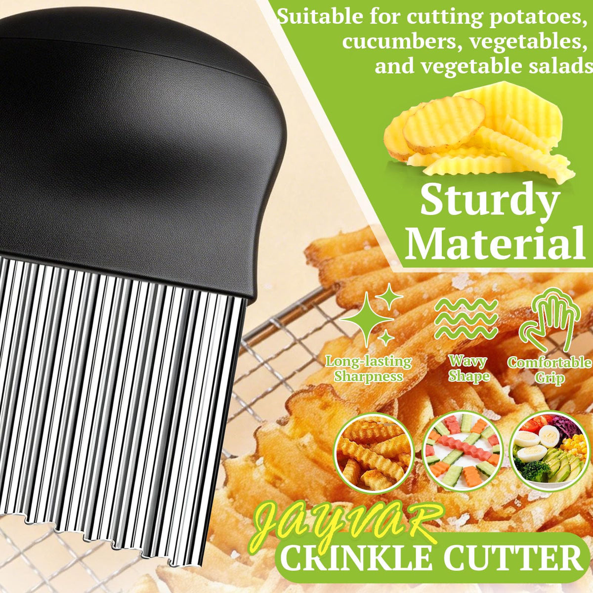 JAYVAR Crinkle Cutter durable body resists rust for long-term kitchen use