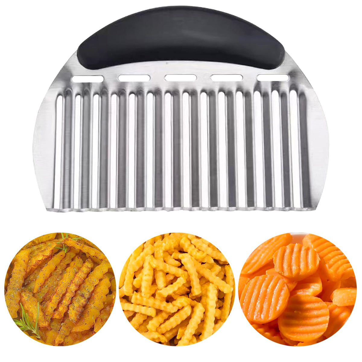 JAYVAR Large Crinkle Cutter front view for effortless slicing with sturdy handle.