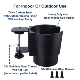 JAZBREY outdoor patio setup with cup holder on chair.