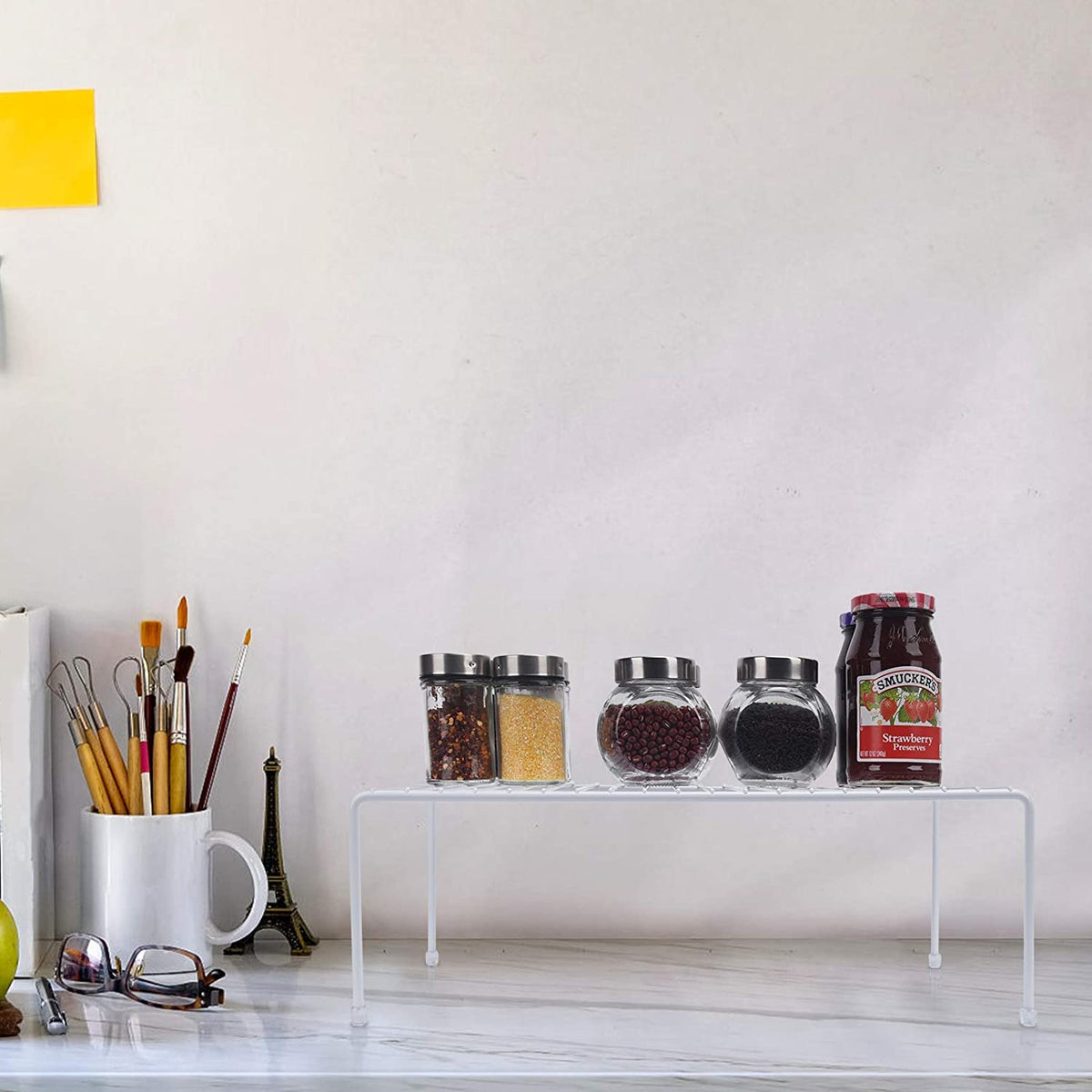 JBESUHI large cabinet shelf inside cabinet use keeps spices and cups neatly visible.