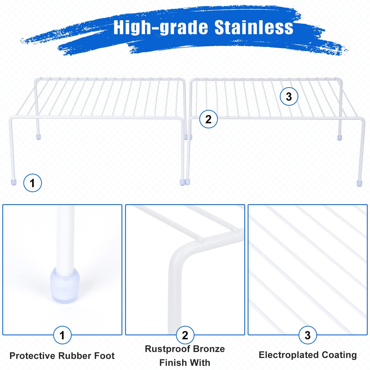 JBESUHI cabinet shelf with non-slip feet on fridge edge