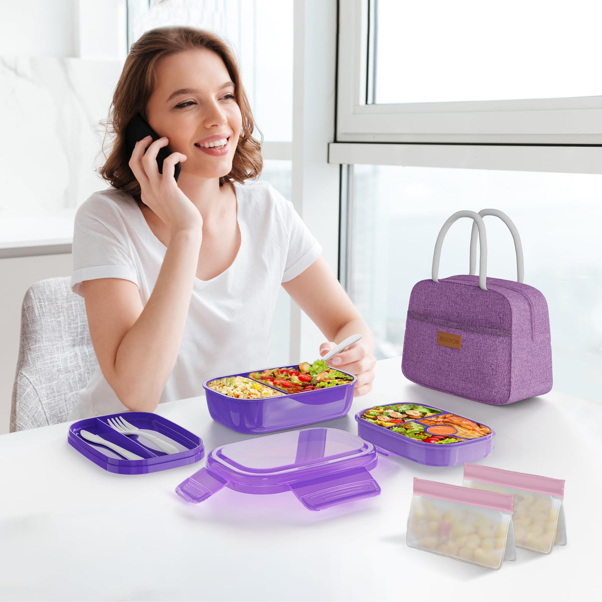 JBGOYON built-in utensil set included with the lunch box