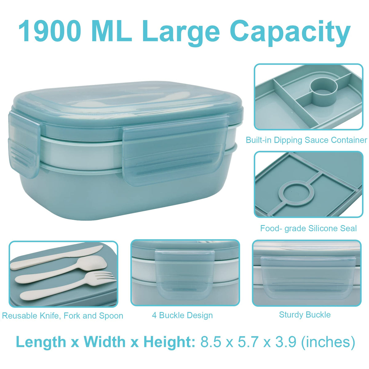 JBGOYON microwave-safe lunch boxes ready for quick reheating with lid removed