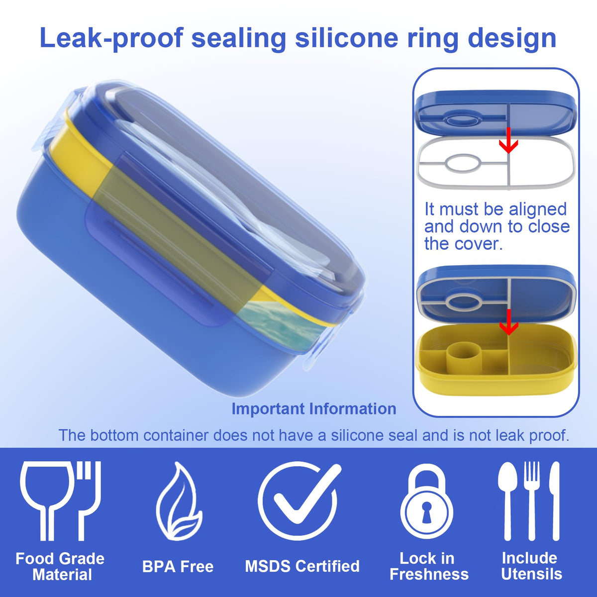 JBGOYON leak-proof seal with four clasps prevents spills during transport