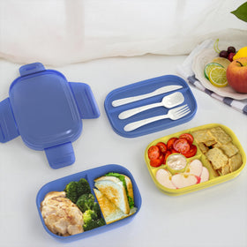 JBGOYON portable blue bento set for school, work, picnics, travel
