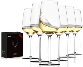 JBHO 17 oz wine glass close-up with thin rim for precise tasting.