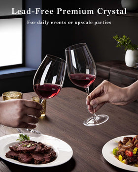 JBHO crystal-clear wine glass highlights color and aroma during tastings.
