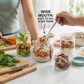 JBHO dishwasher-safe glass jars for quick, hassle-free cleanup.