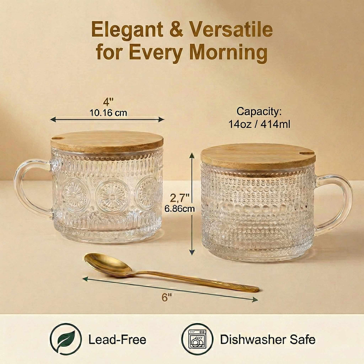 JBHO ergonomic-handle borosilicate mug for daily beverages