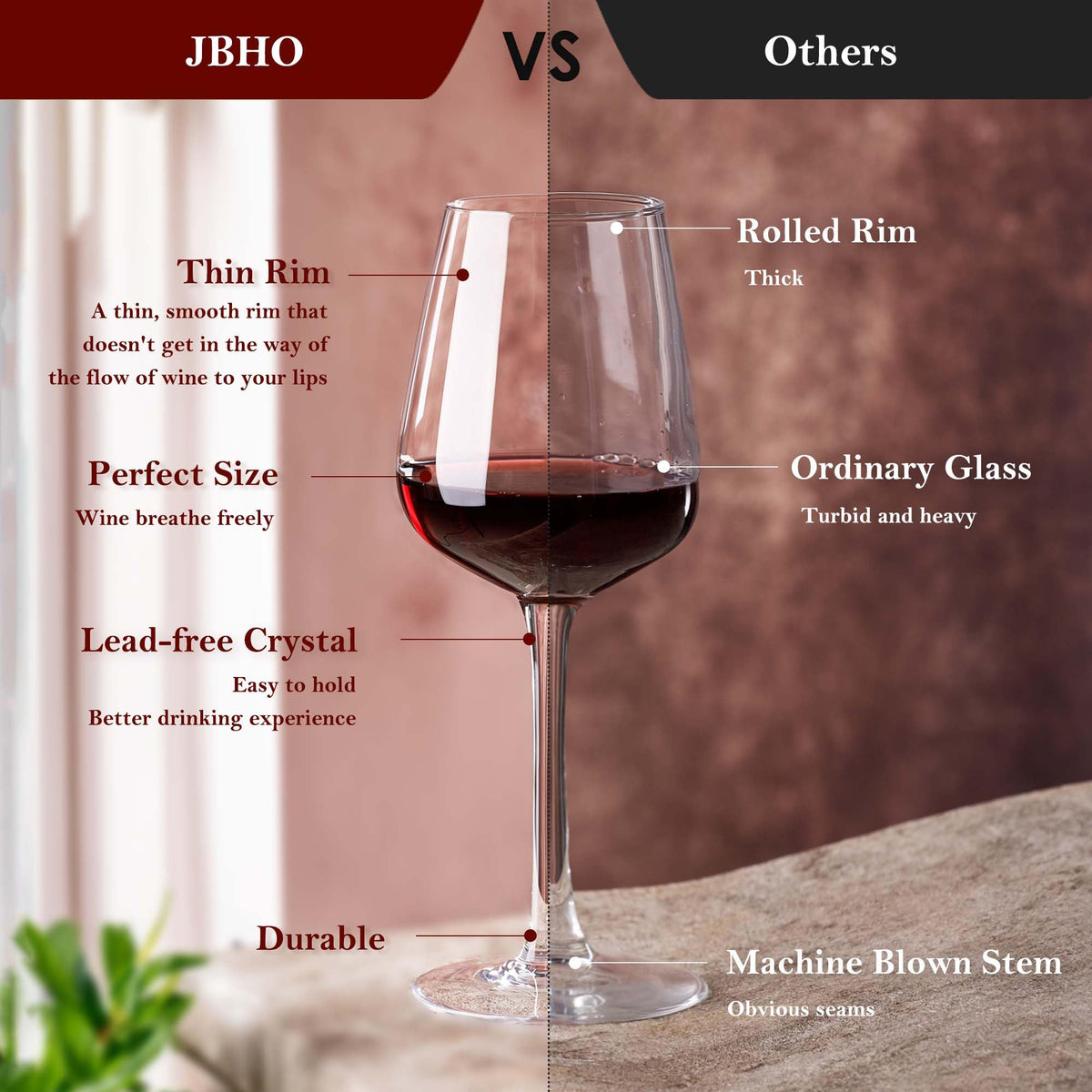 JBHO hand-blown glasses are dishwasher-friendly for quick cleanup.