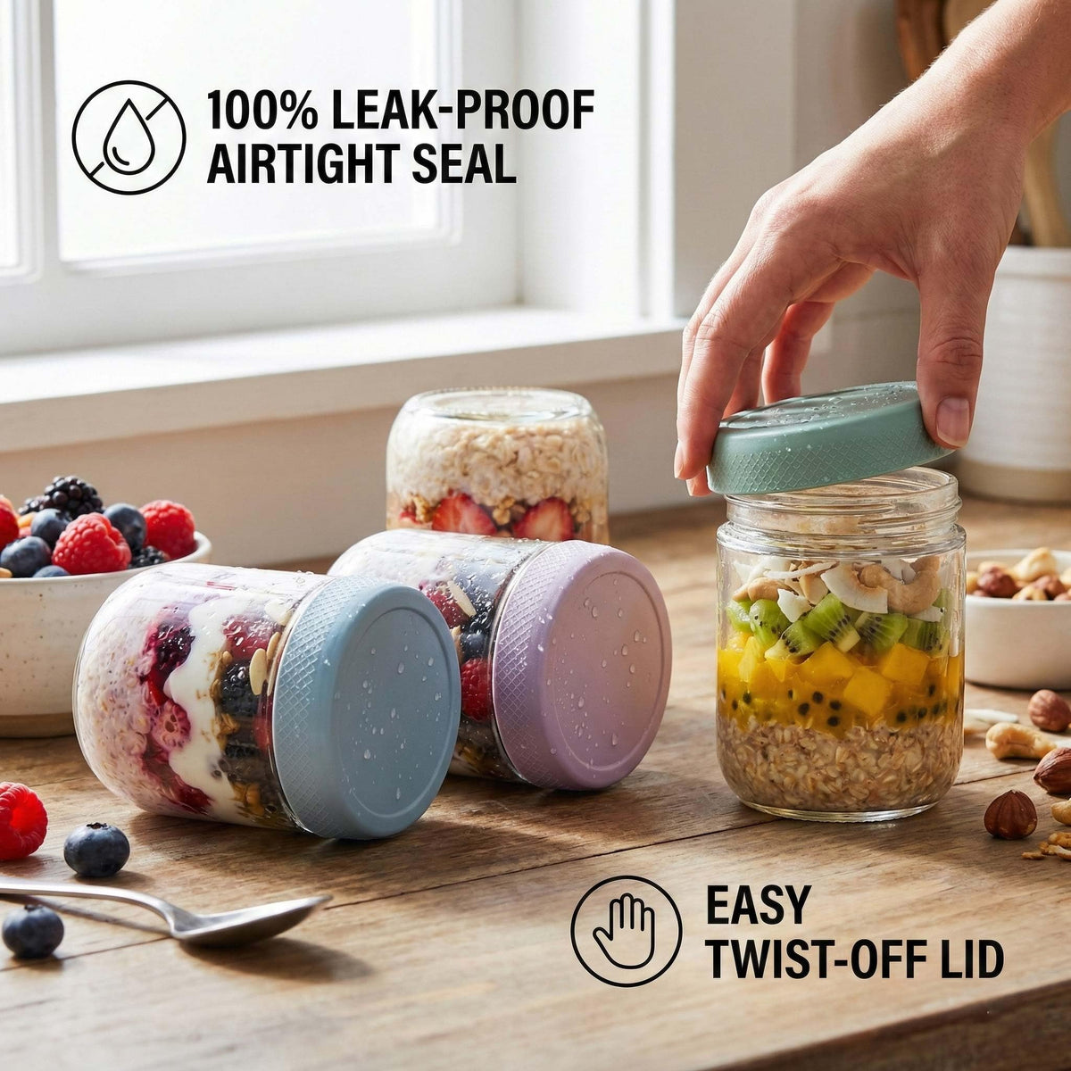 JBHO leak-proof lids seal freshness for on-the-go meals.