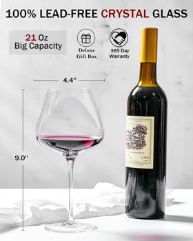 JBHO red wine glass highlighting deep color and clarity
