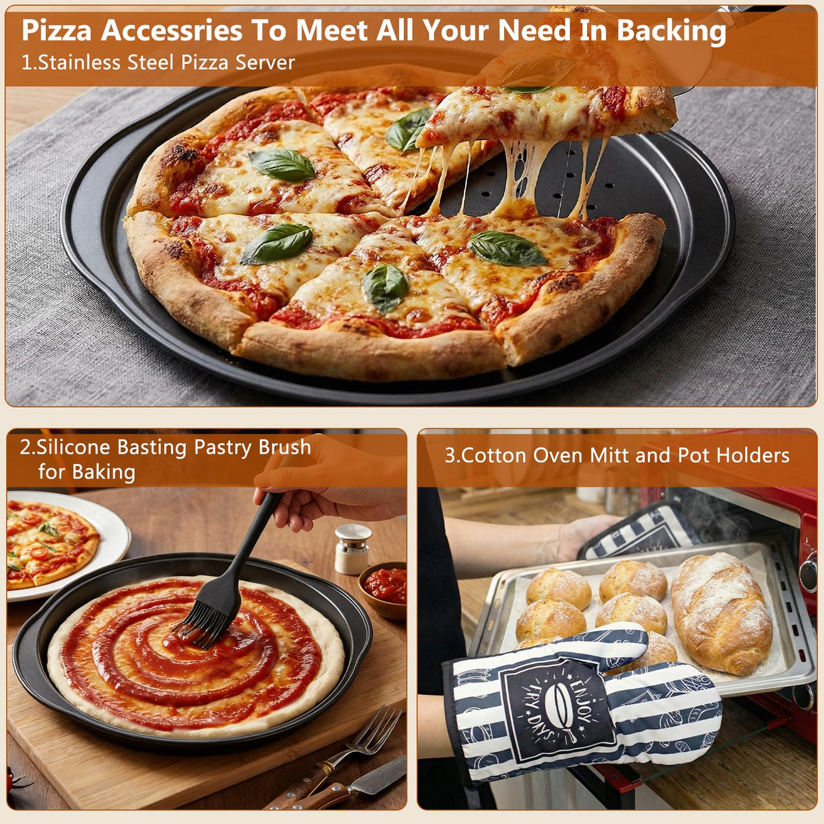 JCAEH solid 14-inch pan doubles as a versatile baking tray.