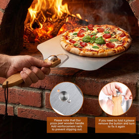 JCAEH rocker pizza cutter with protective blade guard for safe slicing.