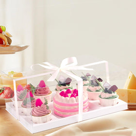 JCD clear cupcake box made from BPA-free PET plastic for safe handling.