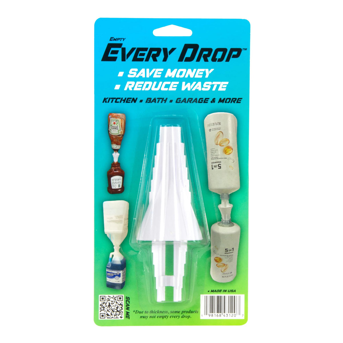 JCK Innovations Last Drop tool setup showing easy waste reduction for sauces and shampoos