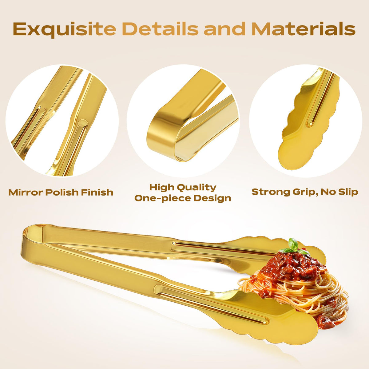 JCREN seamless one-piece design tongs for easy cleaning.