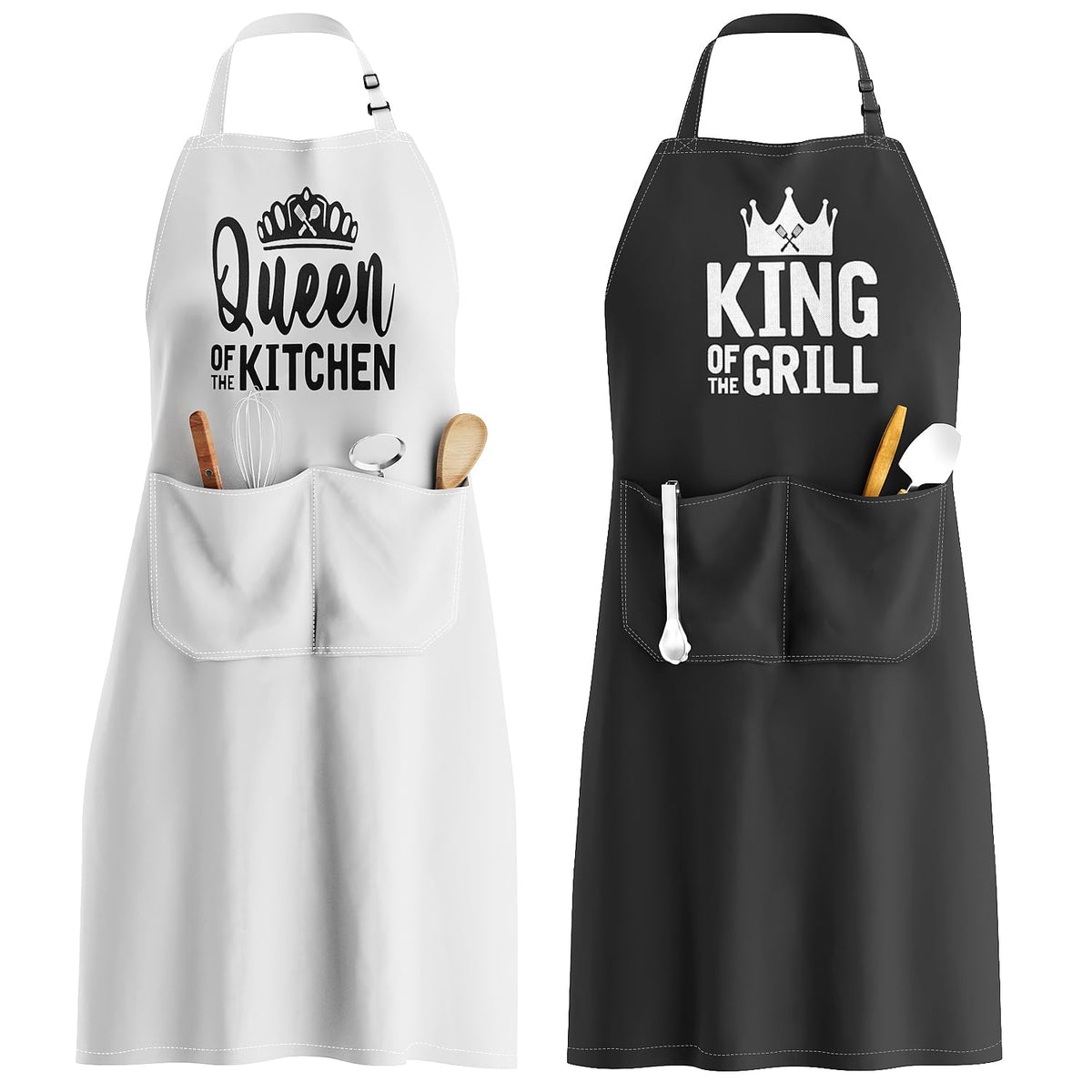 JDNFYGX King and Queen apron set for couples, perfect wedding gift.