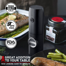 5-level coarseness dial for precise pepper or salt grinding