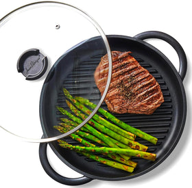 Jean-Patrique The Whatever Pan griddle with lid on stove for versatile breakfast and dinner searing