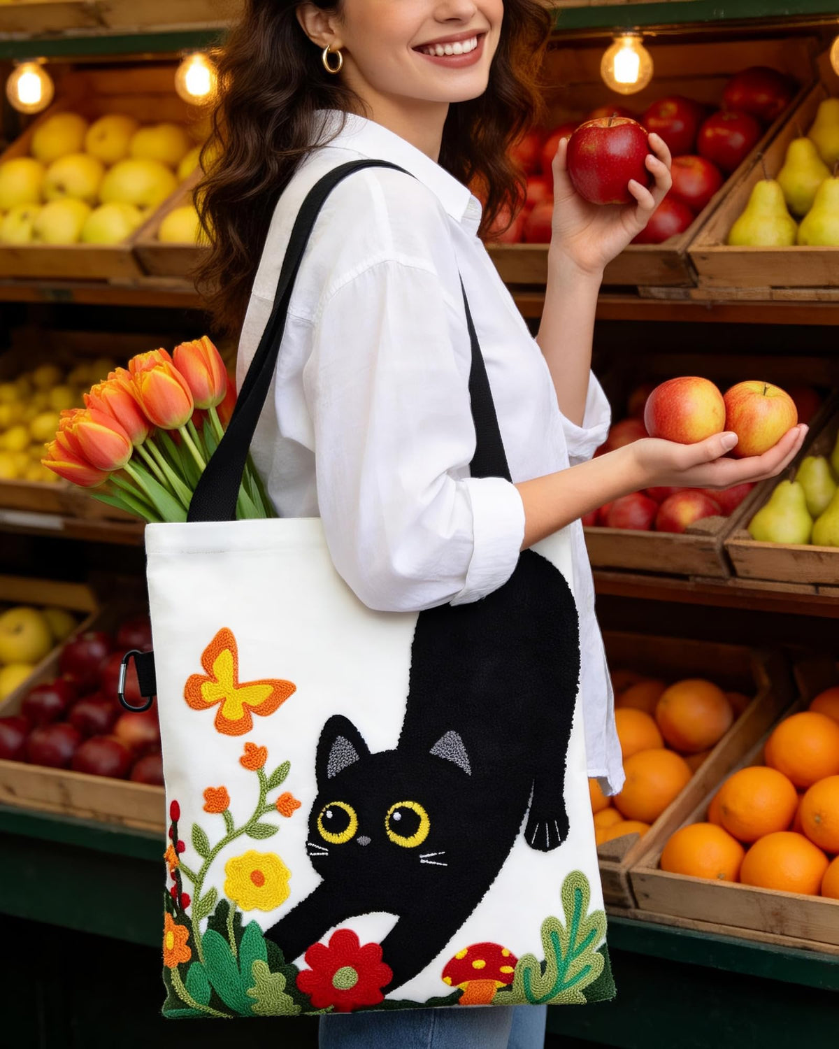 Jeasona cat tail shoulder strap adds playful charm and easy carry.