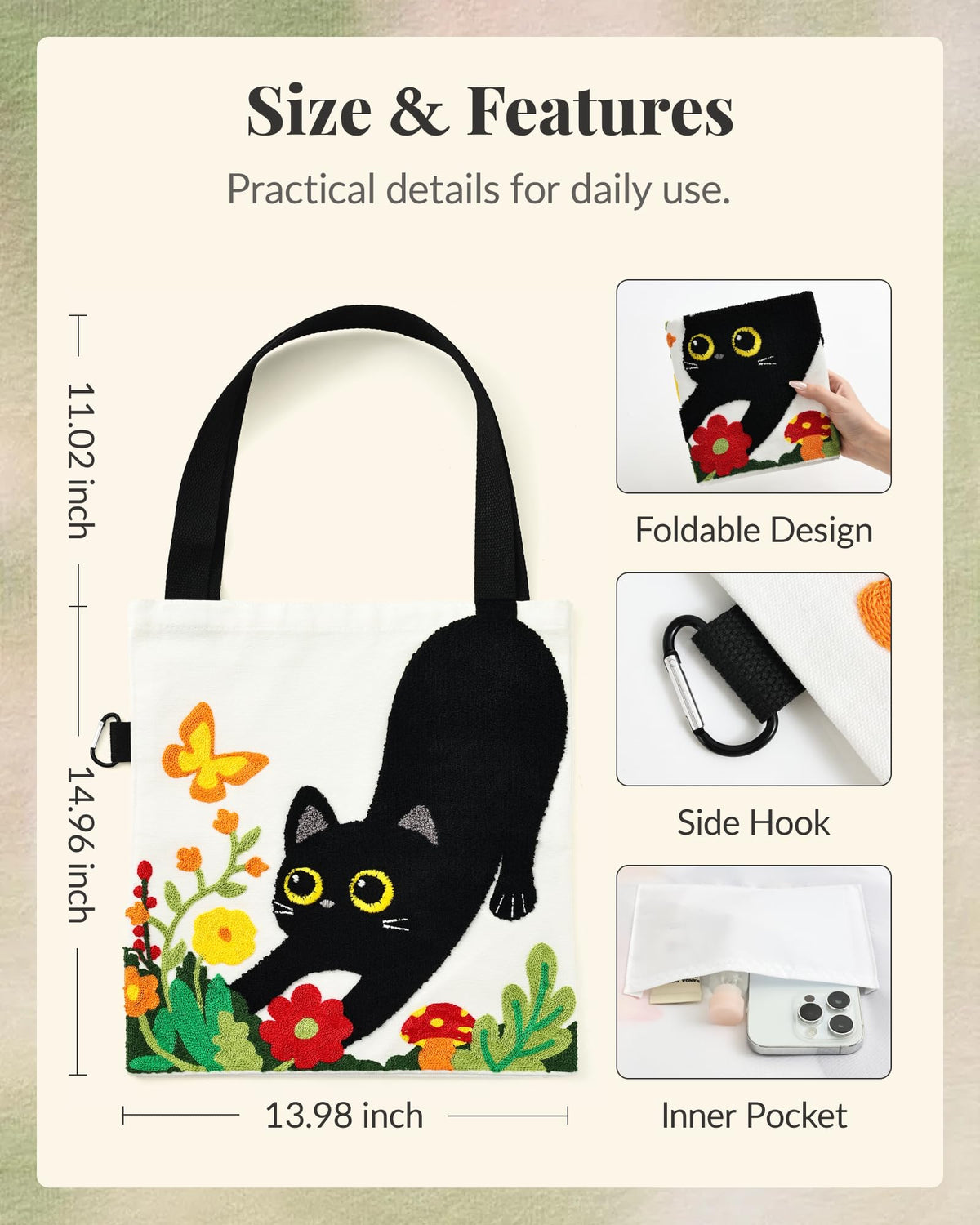 Jeasona tote fits up to 15 inch laptops securely.