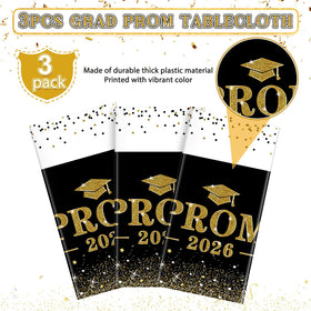 Jectivs durable plastic graduation tablecloth, waterproof and easy to clean.