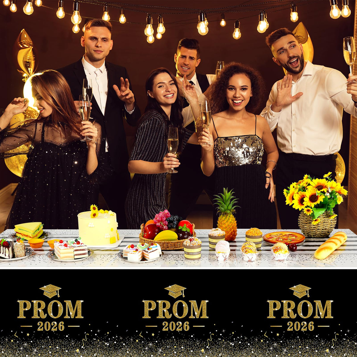 Jectivs party décor for dining surfaces, creates coordinated graduation setup.