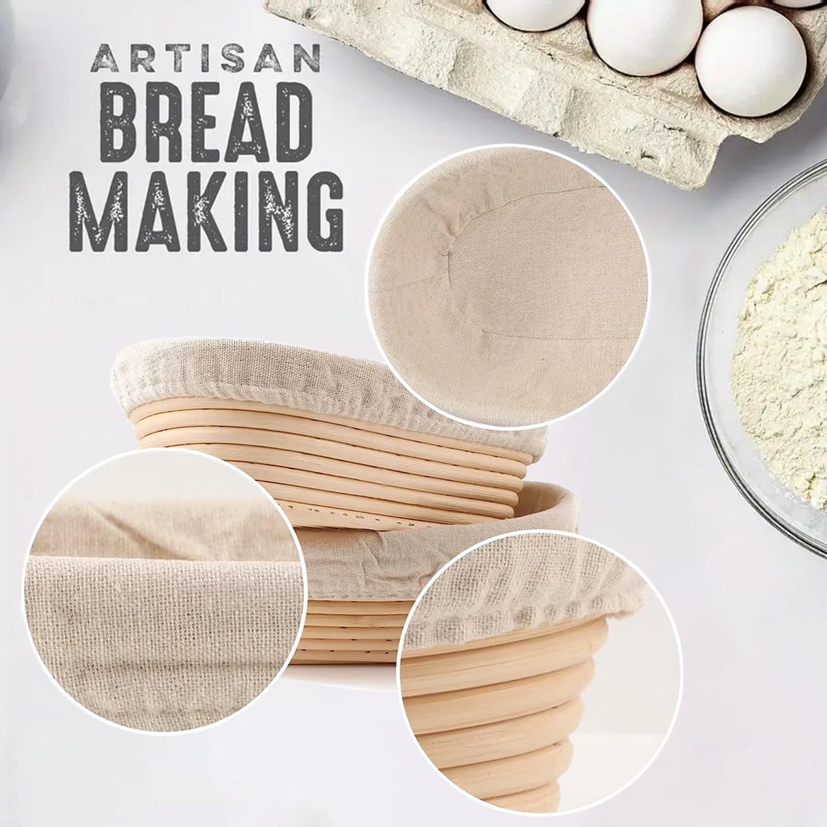 Jeensley open weave design promotes airflow around the dough
