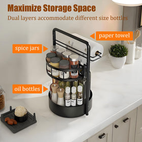 JEESA rotating spice rack iron construction ensures rust resistance for daily use.