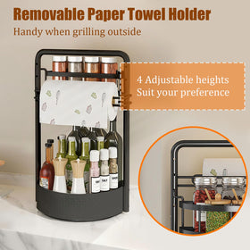 JEESA rotating spice rack on countertop demonstrates easy setup and accessibility.