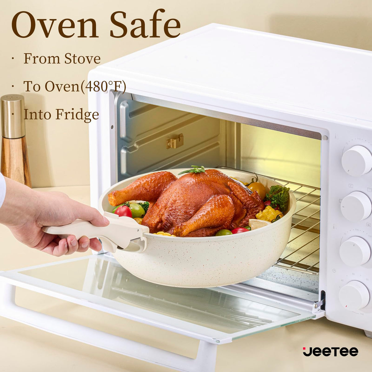JEETEE stackable cookware space-saving keeps cabinets tidy and organized.