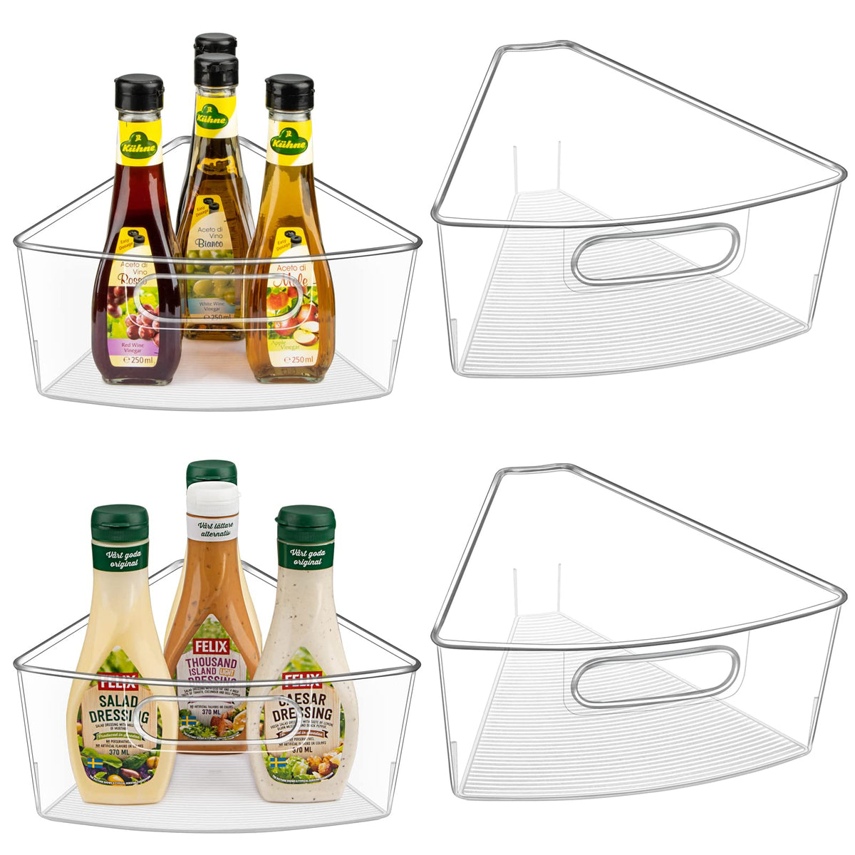 JEISSLIA lazy Susan bin for 26-inch corners keeps spices neatly organized and accessible.
