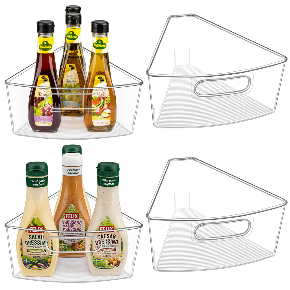 JEISSLIA lazy Susan bins offer clear visibility for 26-inch corners, helping quick item retrieval.