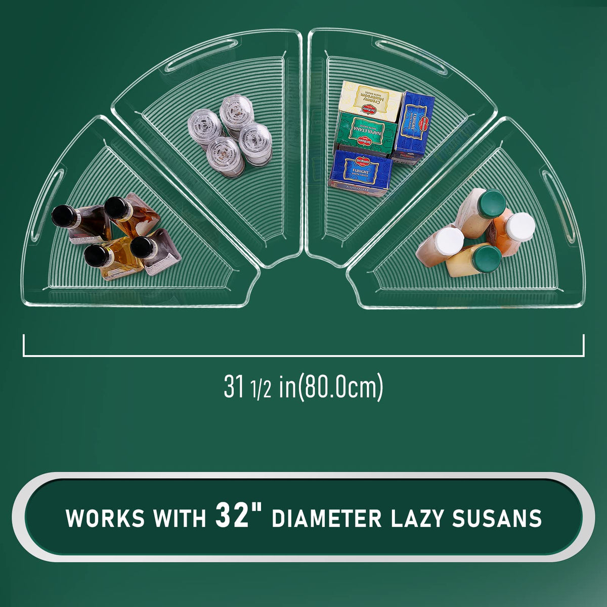 JEISSLIA lazy Susan bin for 28-inch corners improves cabinet visibility and access.
