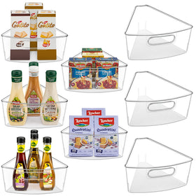 JEISSLIA 26-inch lazy susan bins provide organized storage with clear visibility.