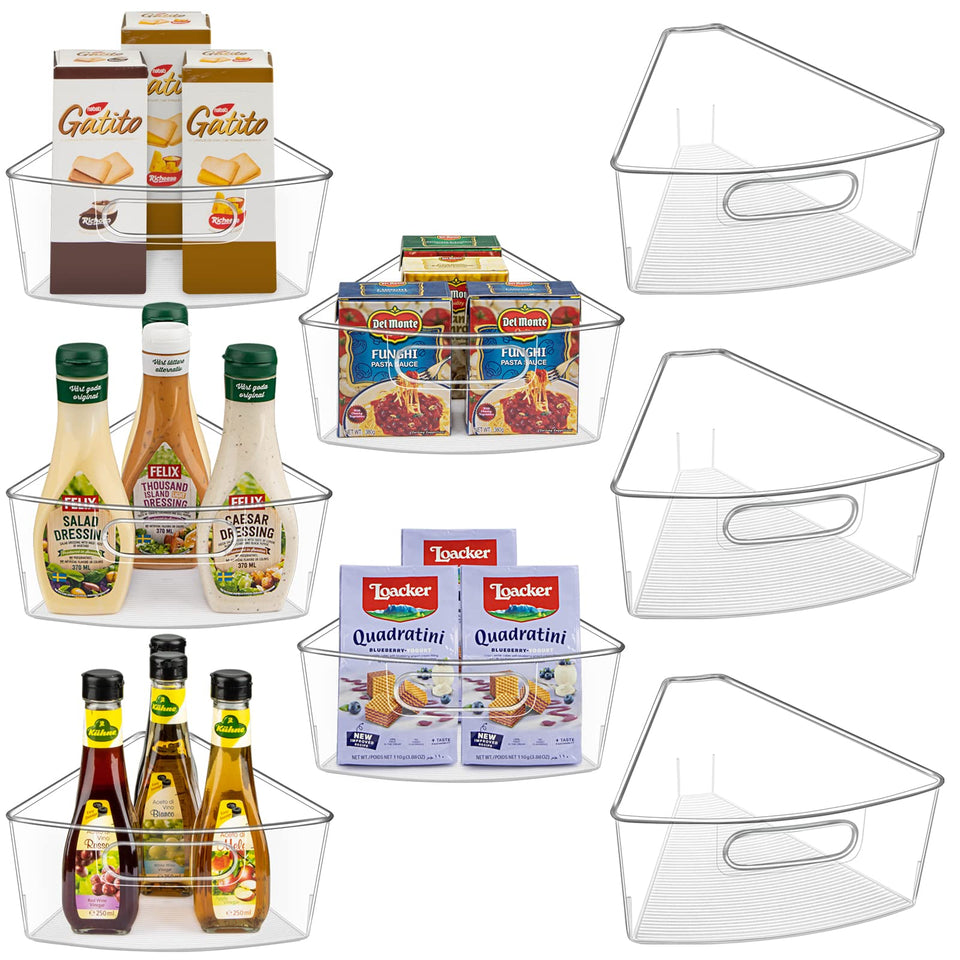 JEISSLIA 26-inch lazy susan bins provide organized storage with clear visibility.