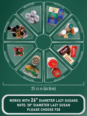 JEISSLIA 28-inch lazy susan bins keep pantry items neatly arranged and accessible.