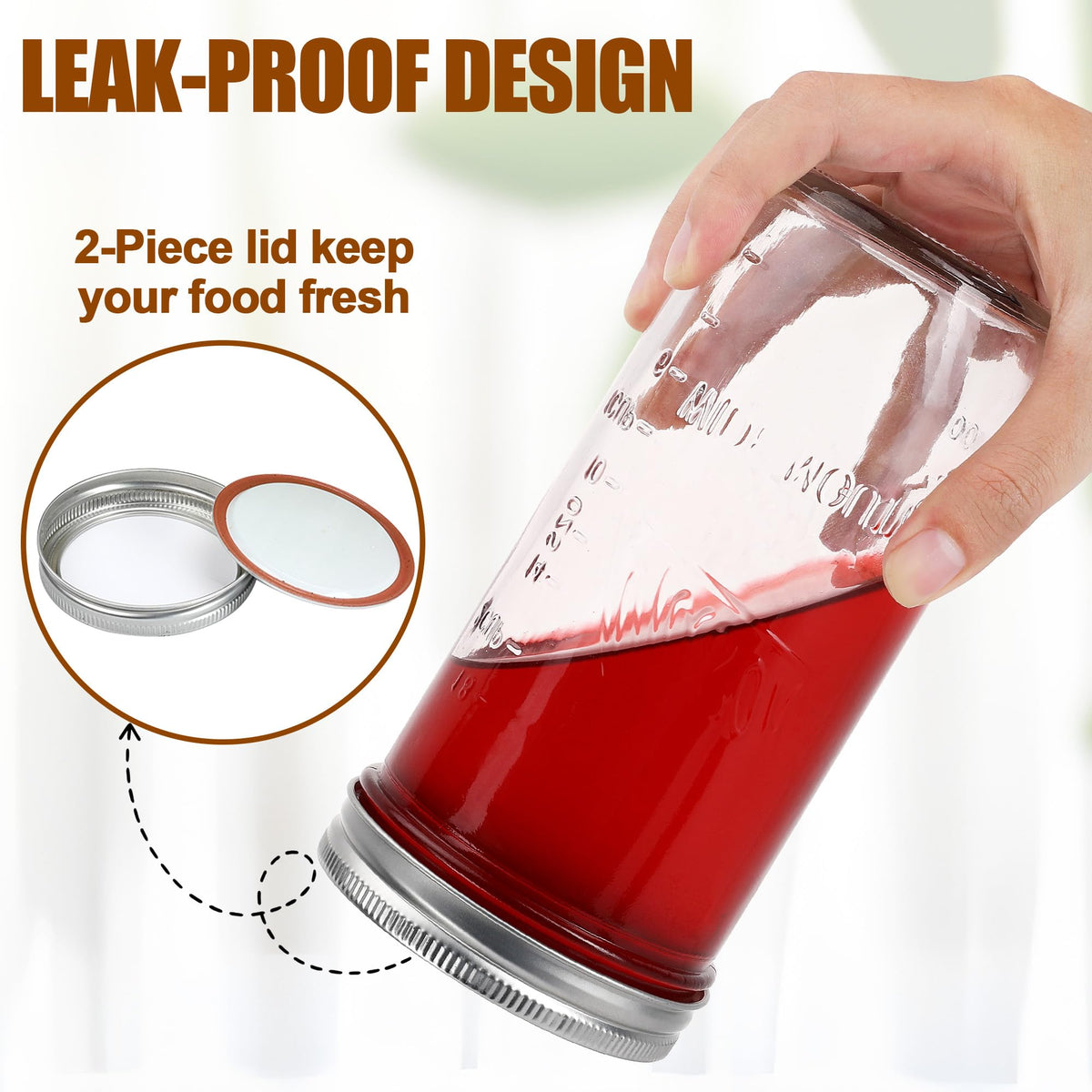 Jeitae 24oz jar for canning demonstrates sturdy glass design that locks in flavors.