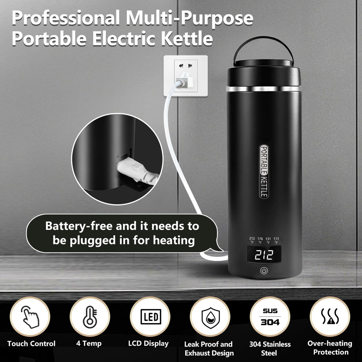 JEKABA travel kettle with four temperature controls for customized brews.