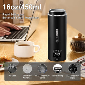 JEKABA travel kettle smart LCD display shows real-time temperature.