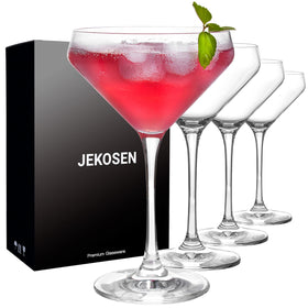 JEKOSEN crystal martini glasses 11oz in a premium gift box, ideal for gifting and elegance.