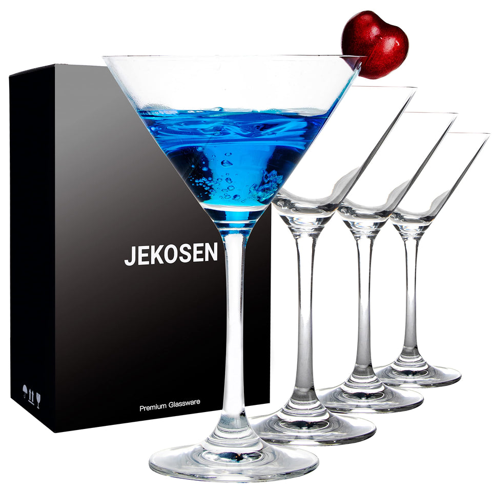 JEKOSEN 9oz crystal martini glasses in stylish gift box set