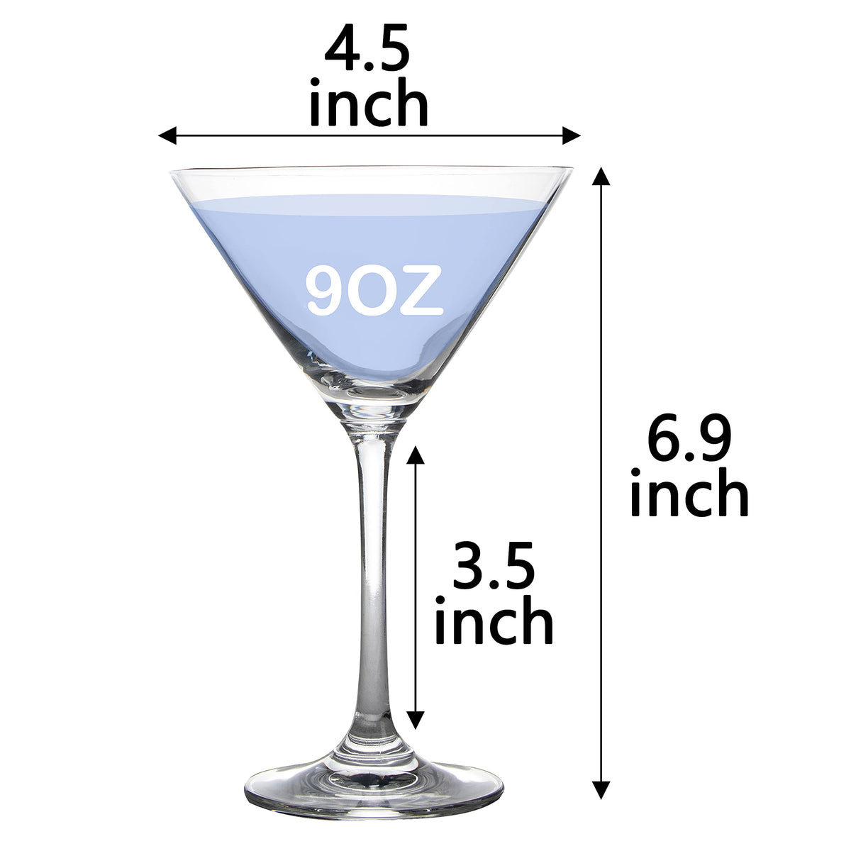 JEKOSEN lead-free crystal 9oz martini glasses stacked for easy storage