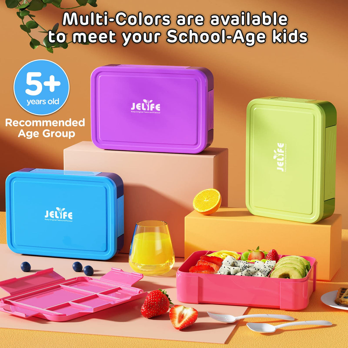 Jelife Bento lunchbox easy-clean surface for quick after-school cleanup.