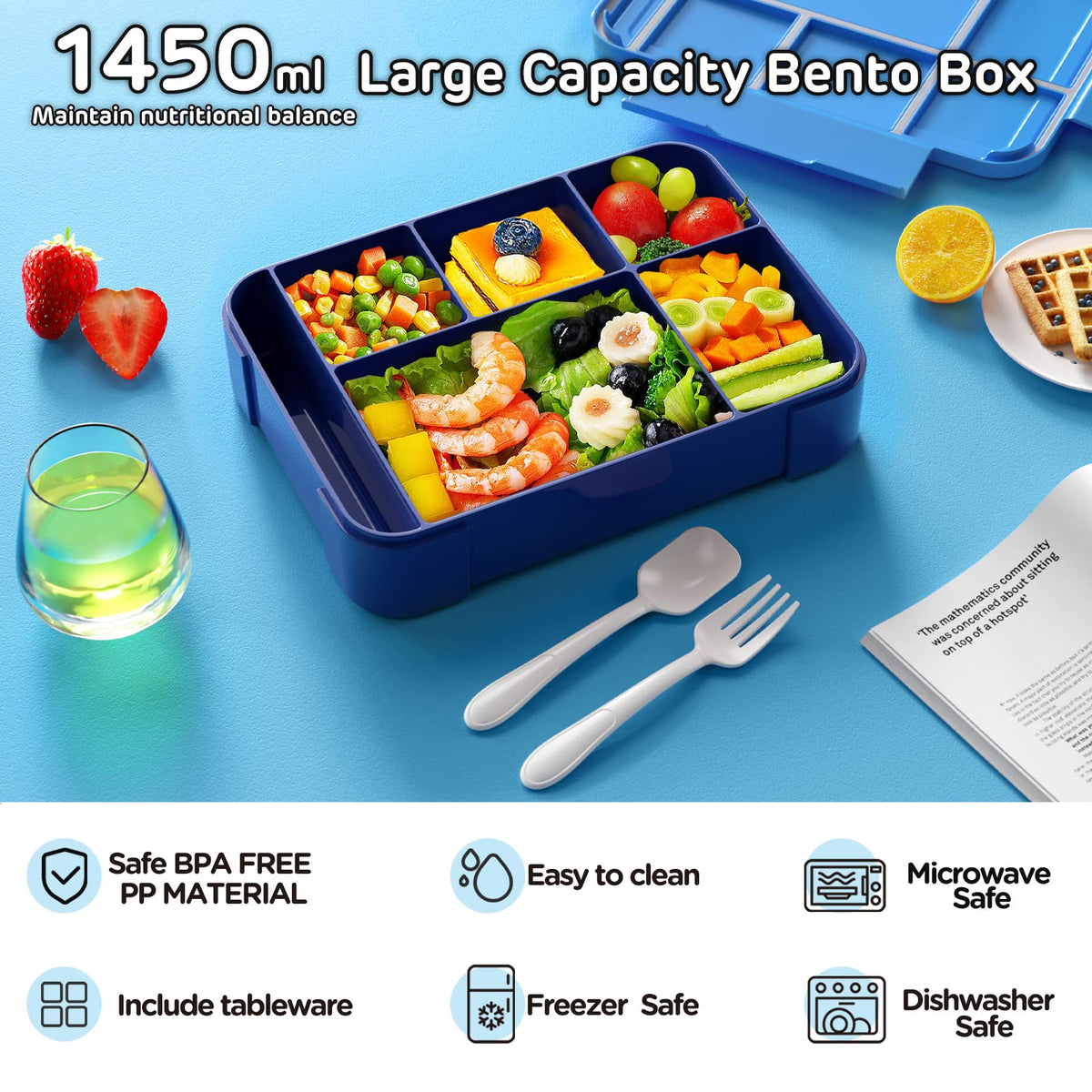 Jelife Bento lunchbox latch-buckle keeps lid secure during daily commutes.