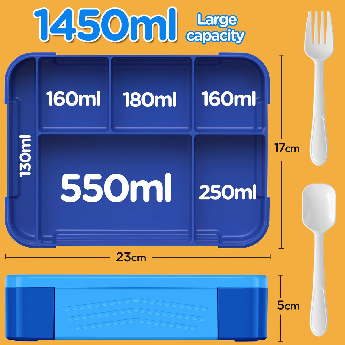 Jelife Bento lunchbox with silverware included for convenient meals.