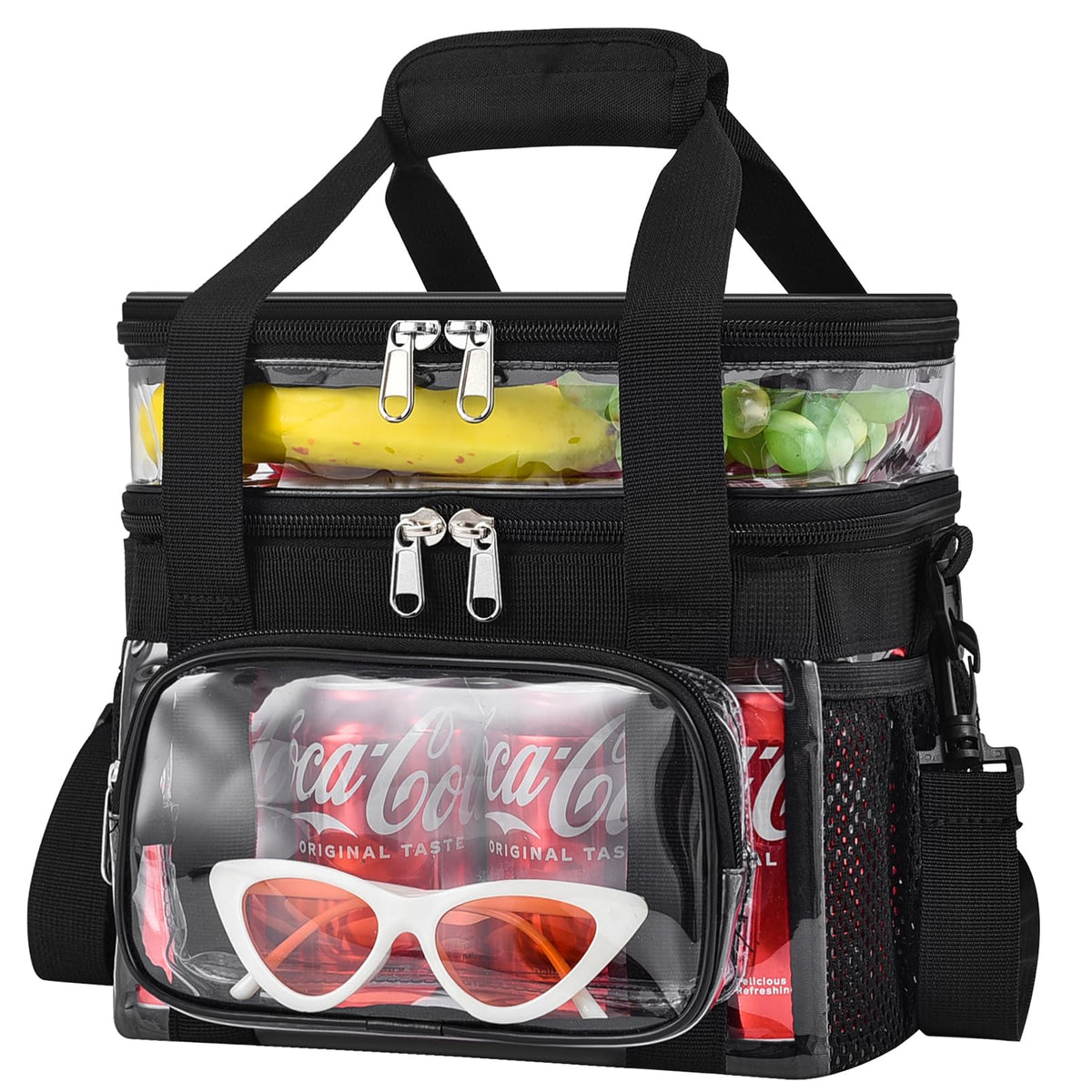 Jeluno Clear Lunch Bag showing double-deck design for organized meals at work or picnics