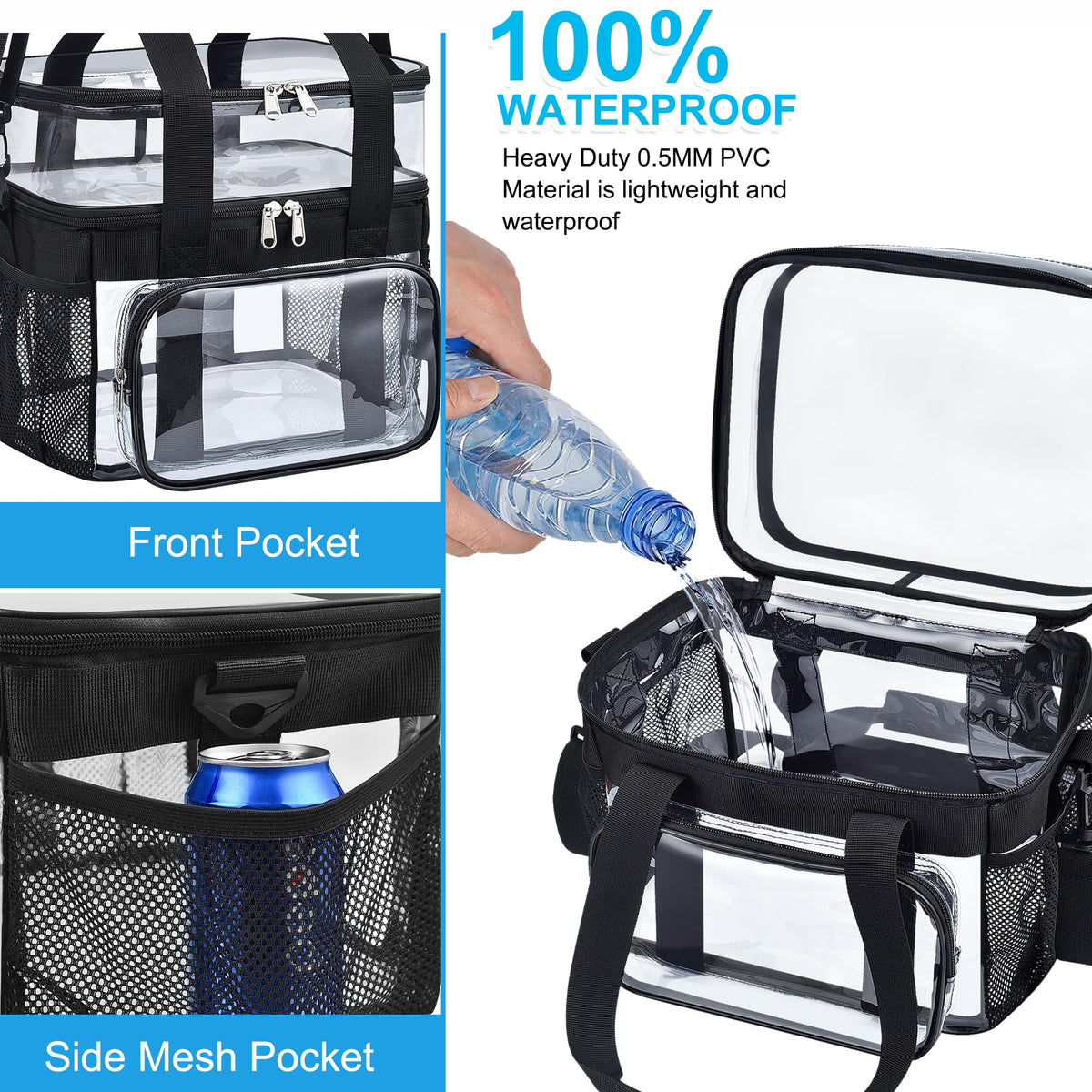 Jeluno Clear Lunch Bag durable PVC material for daily use